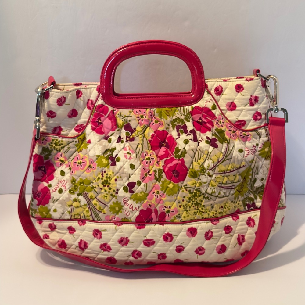 Vera Bradley Priscilla Pink Floral Quilted Handbag Crossbody Bag Pink Medium